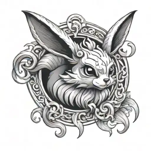 eevee pokemon turned into ram horns tattoo design idea