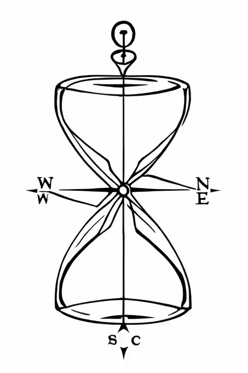 hourglass compass anchor  tattoo design idea
