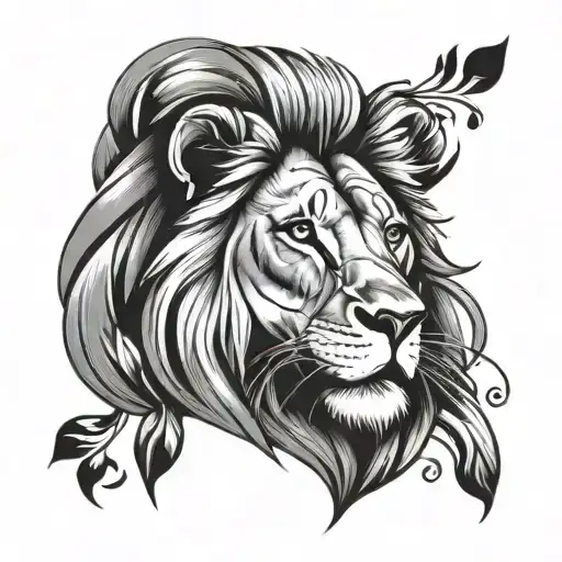lion with hearts tattoo design idea
