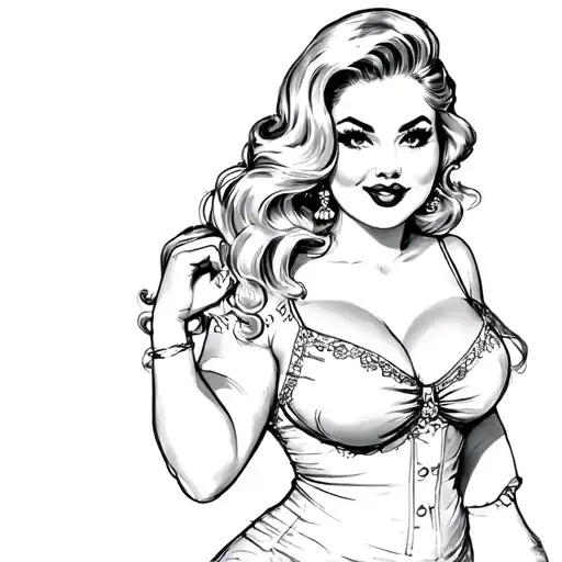 chubby pin up girl tattoo design idea