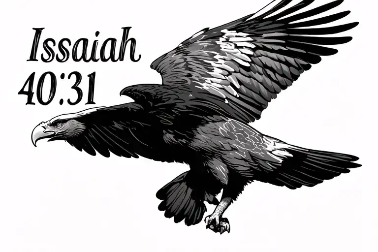 "Isaiah 40:31" eagle soaring overhead tattoo design idea