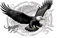 "Isaiah 40:31" eagle soaring overhead tattoo design idea
