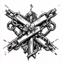 cross chains breaking feminine tattoo design idea