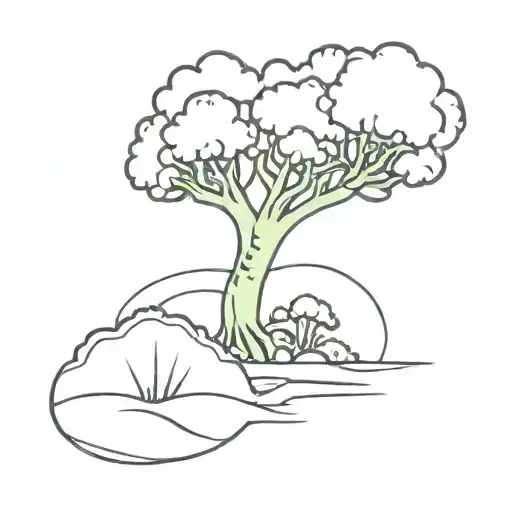 broccoli in a bright cosmic beach tattoo design idea