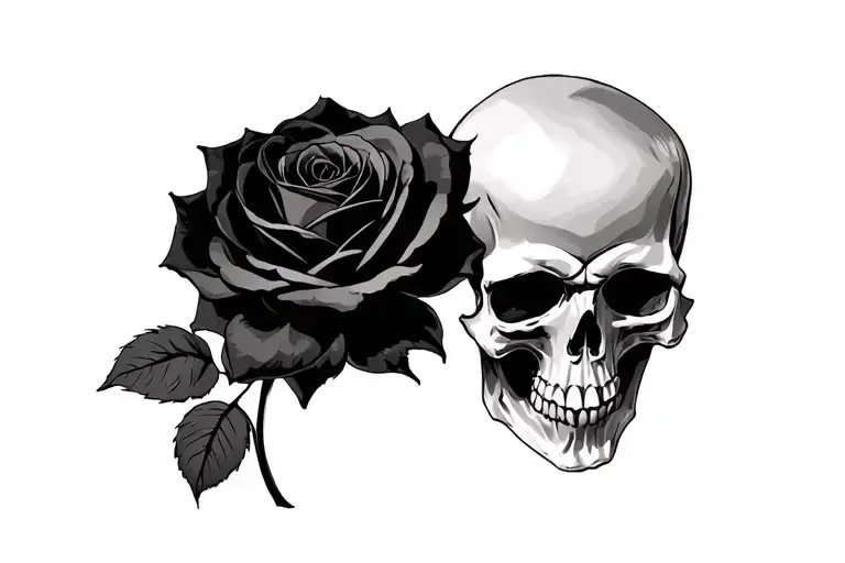 Skull and Black Rose tattoo design idea
