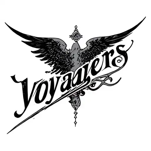 could you make a tattoo of "voyagers" in a nice font on the lower quad area, tattoo design idea
