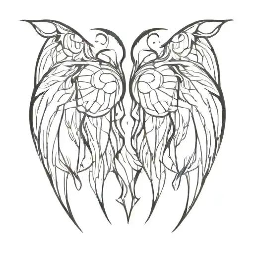abstract demon wings symetrical smoking tattoo design idea