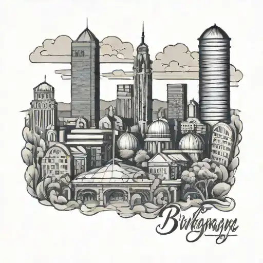 Birmingham city skyline tattoo design idea