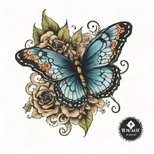 Butterfly with the name Isaiah tattoo design idea