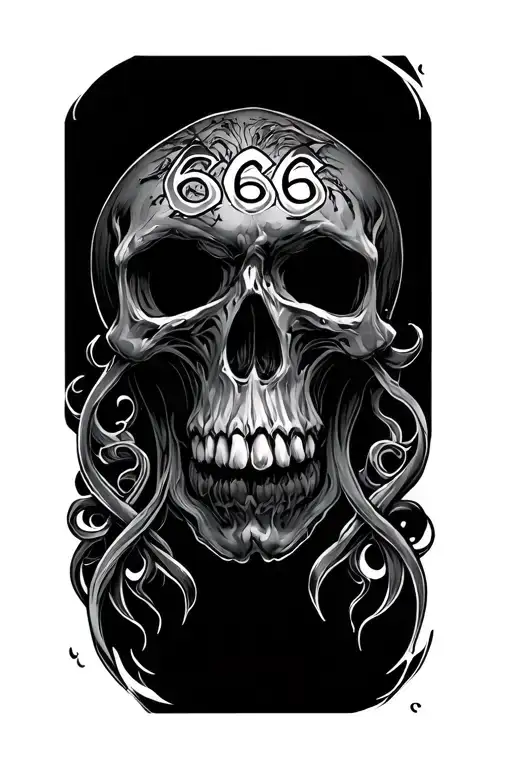 666 number tattoo design idea