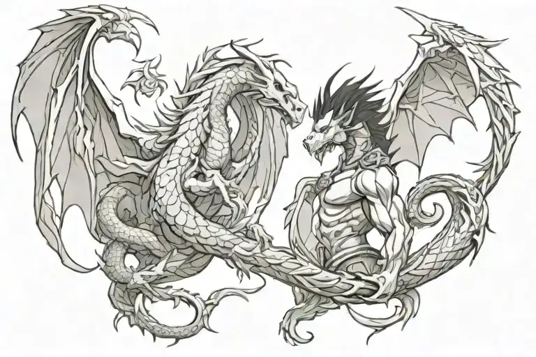 dragon and pantheon  tattoo design idea