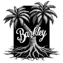 3 palm trees with the roots spelling Barkley tattoo design idea