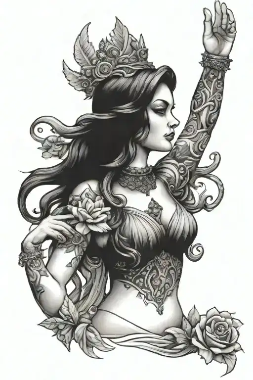 fortuna goddess holding tattoo design idea