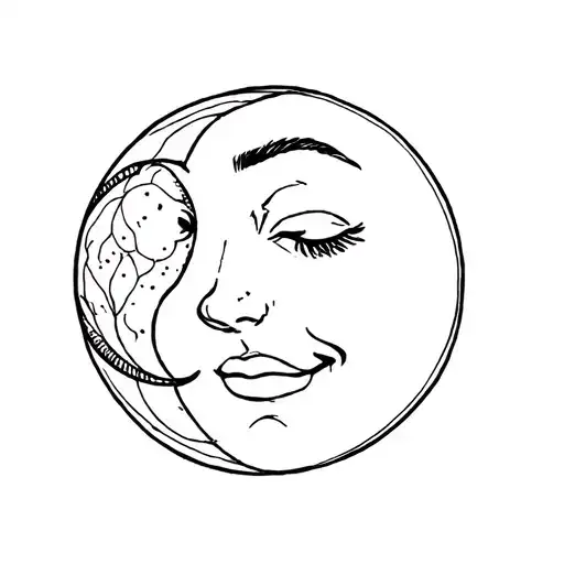 full moon with face that is happy and content tattoo design idea