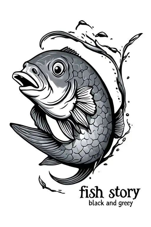 tattoo with a flounder fish on it and the words fish story  tattoo design idea