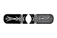 two soild arm bands with viking runes in between for bicep tattoo design idea