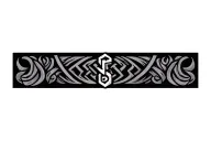 two soild arm bands with viking runes in between for bicep tattoo design idea
