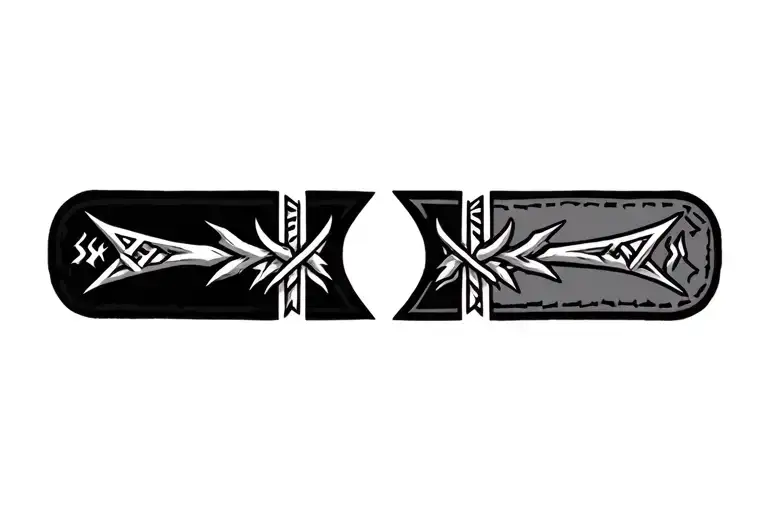 two soild arm bands with viking runes in between for bicep tattoo design idea
