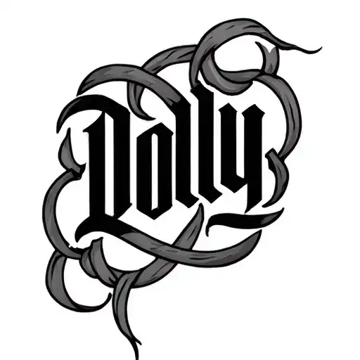 dolly name intertwined tattoo design idea