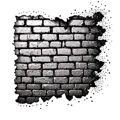 brick wall being torn tattoo design idea