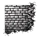 brick wall being torn tattoo design idea