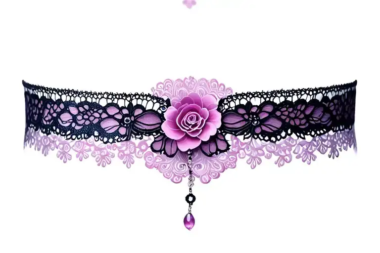 fairy lace choker tattoo design idea