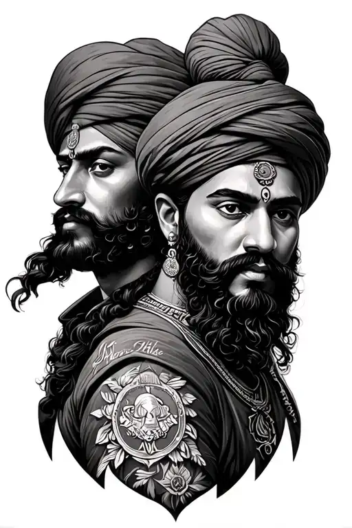sikh military history featuring the names aria and arjun tattoo design idea
