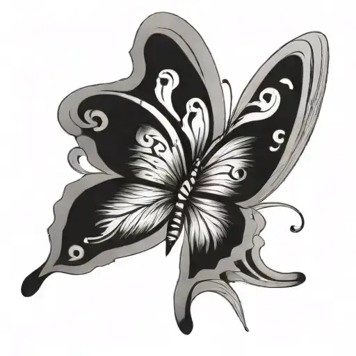 Name And Butterfly tattoo design idea