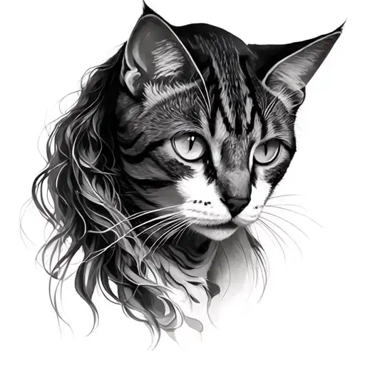 freya portrait with cats tattoo design idea