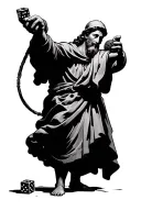 Saint Anthony holding dice rolling tattoo design idea