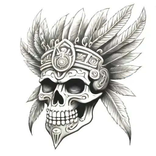 aztec skull tattoo design idea