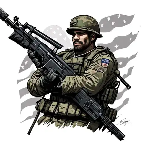 army soldier and black patriot tattoo design idea