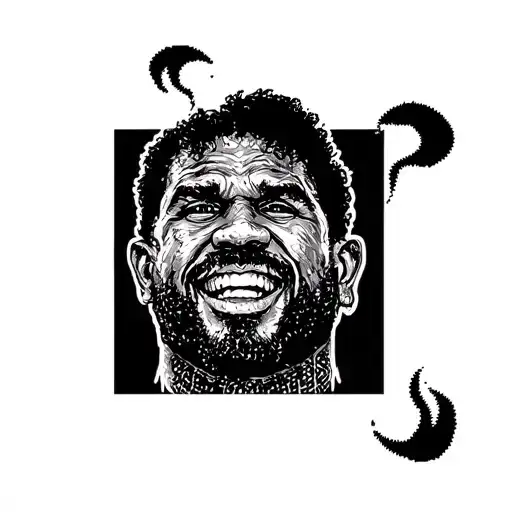 Barkley with a background of BBQ smoke and grill marks tattoo design idea