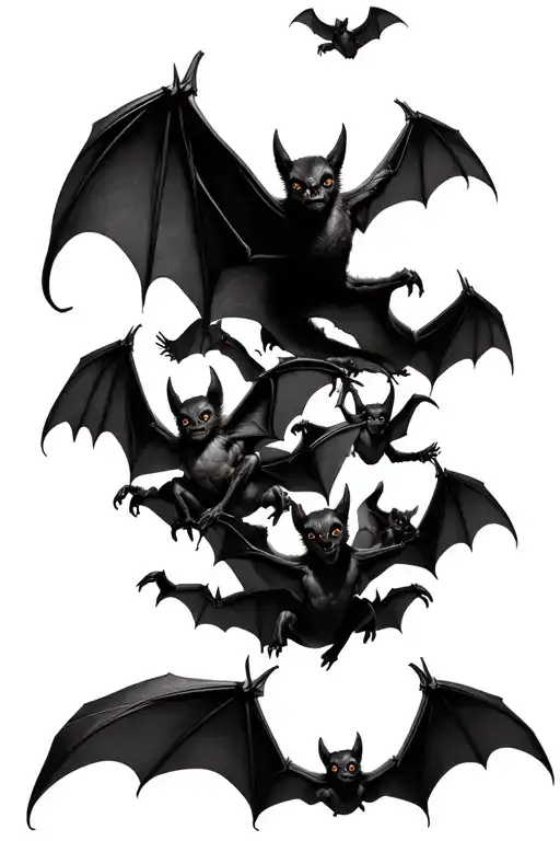 many undetailed bats flying together tattoo design idea