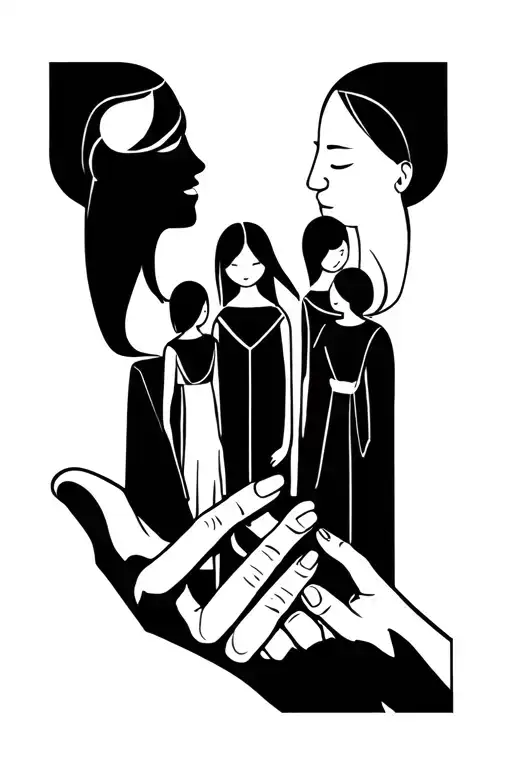 family holding hands tattoo design idea