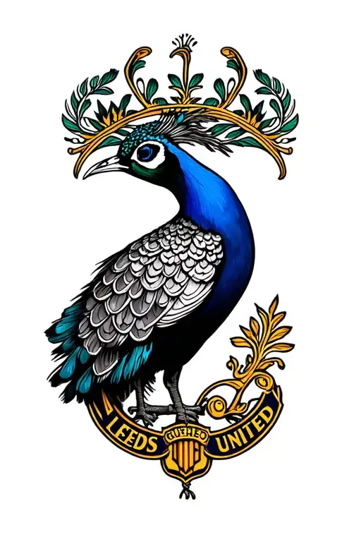 peacock with colour half black grey tattoo leeds united logo tattoo design idea