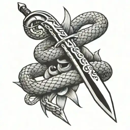 sword and snake tattoo design idea