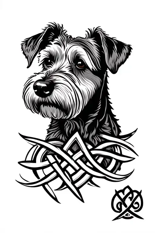 Irish Terrier Head with celtic knot intertwined tattoo design idea