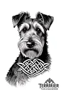Irish Terrier Head with celtic knot intertwined tattoo design idea