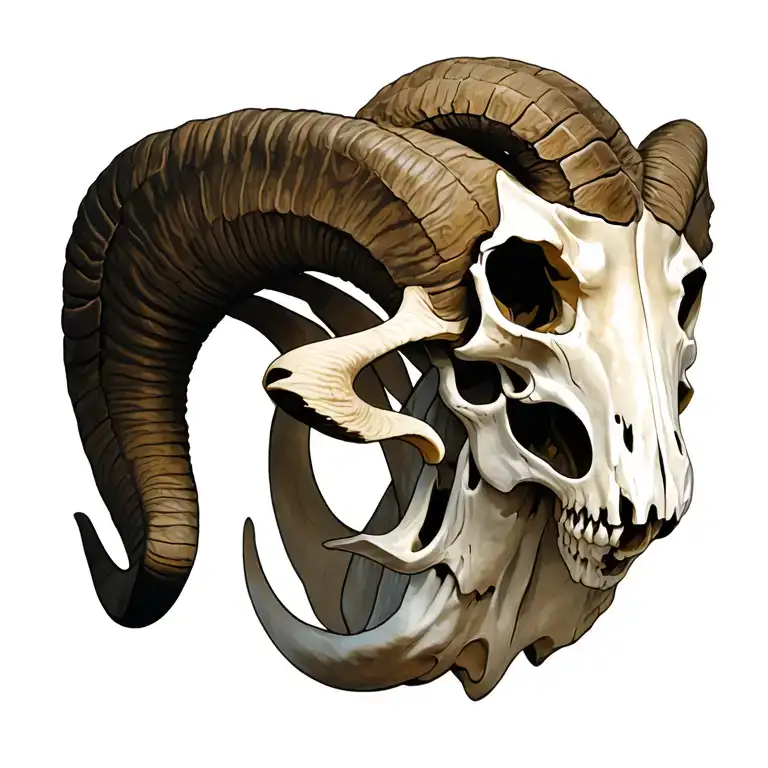 aries ram skull wearing tattoo design idea