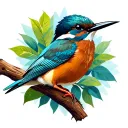 White-collared kingfisher perched tattoo design idea