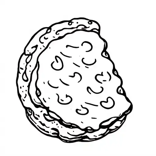 fine line outline of mallomar cookie tattoo design idea