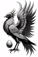 Create a phoenix with V -shaped wings. Introduce 3 eggs a orlog in which is and the name Vanstraesselle tattoo design idea