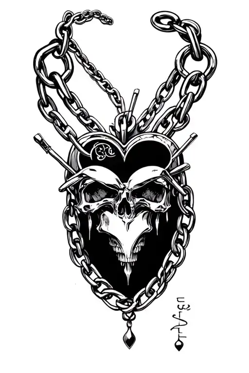 chain chrome hearts euro-trash style tattoo design idea