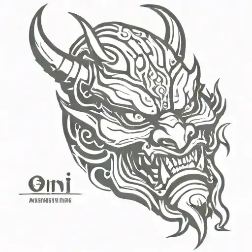 oni demon mask tattoo design idea
