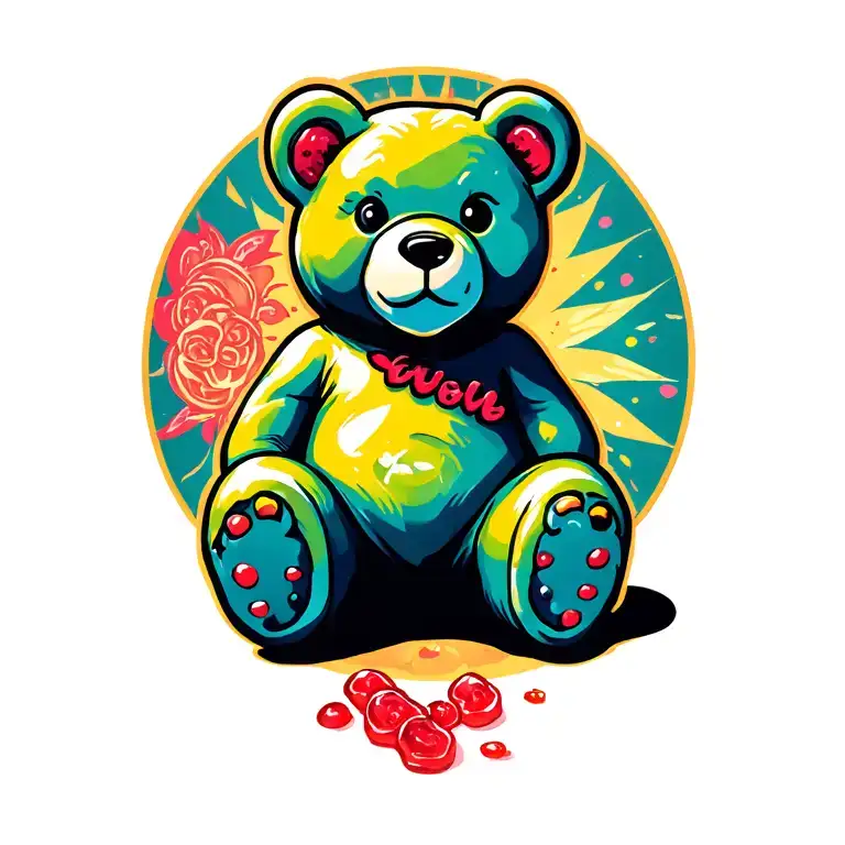 gummy bear sitting tattoo design idea