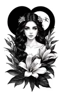 epiphyllum oxypetalum lady night flower tattoo design idea