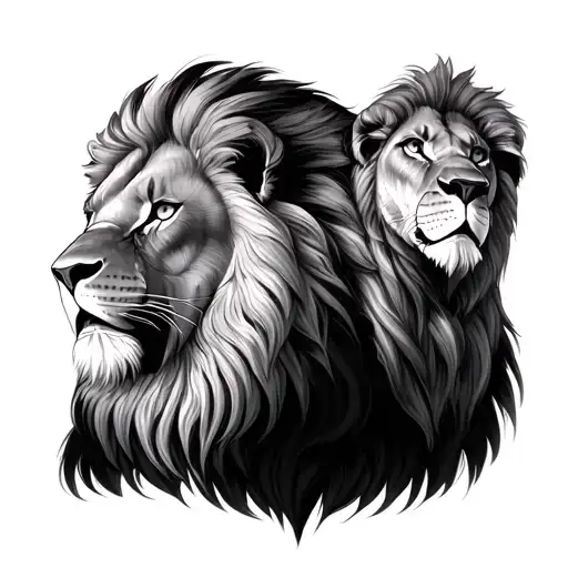 Father And Son Lion tattoo design idea
