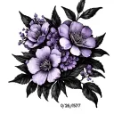 "05/26/1977" lilac flowers wrapping tattoo design idea