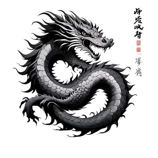 let go and let god in Chinese with a dragon  tattoo design idea